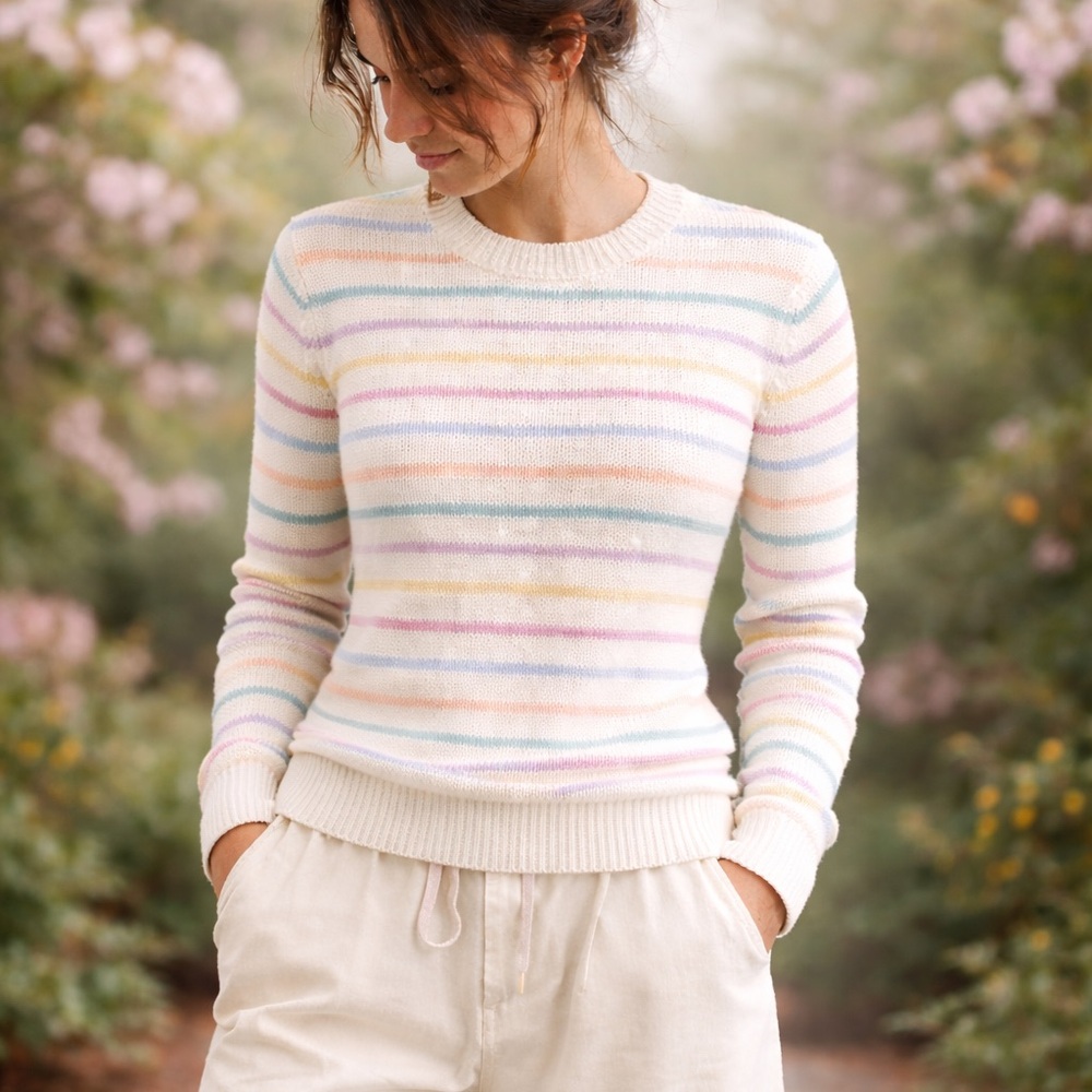 Vintage Colorful Striped Crew Neck Sweater